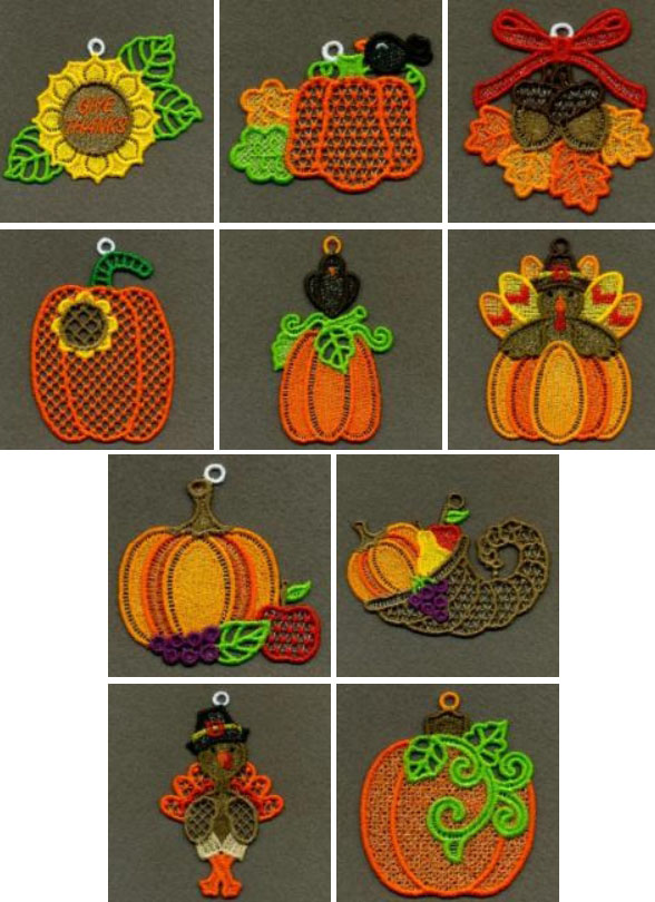 Embroidered Lace Pumpkin Fall Ornament Free Standing Lace Thanksgiving Decor