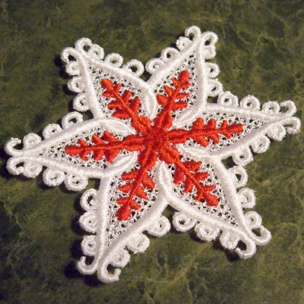 Freestanding Lace snowflake from Oma's Place.