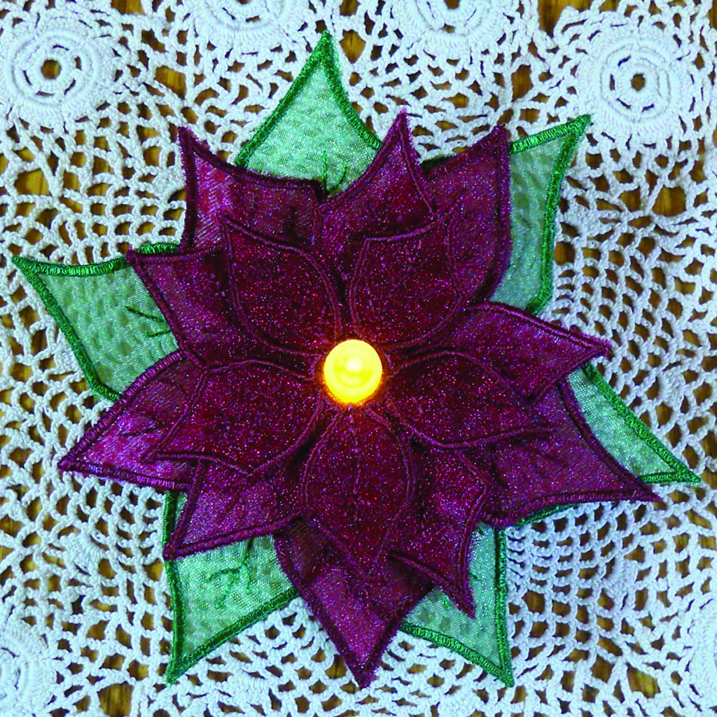 Poinsettia Tea Lights Embroidery Tips and Blog