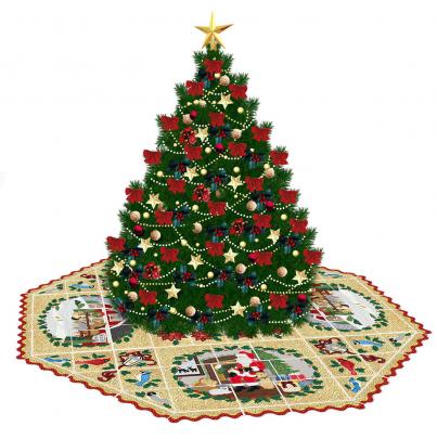 INTERESTPRINT Christmas Tree Skirt Love Treble Clef 47 inches Circular Mat for Christmas Holiday Party Xmas Decorations