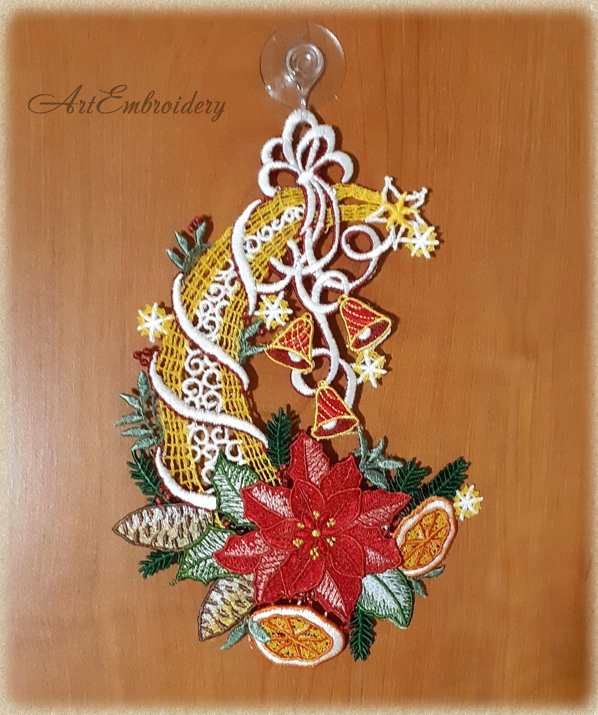 Art embroideryfsl christmas poinsettia star